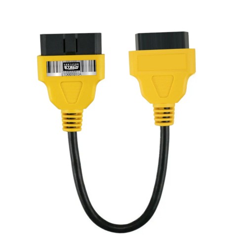 OBD2 16 Pin Male to Female Extension Cable 30cm Yellow