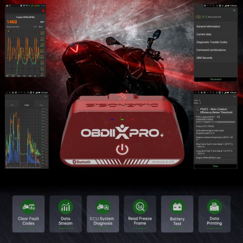 Maxidiagnosis OBDIIXPRO OBD2 ELM327 Bluetooth diagnostic scanner tool for KTM