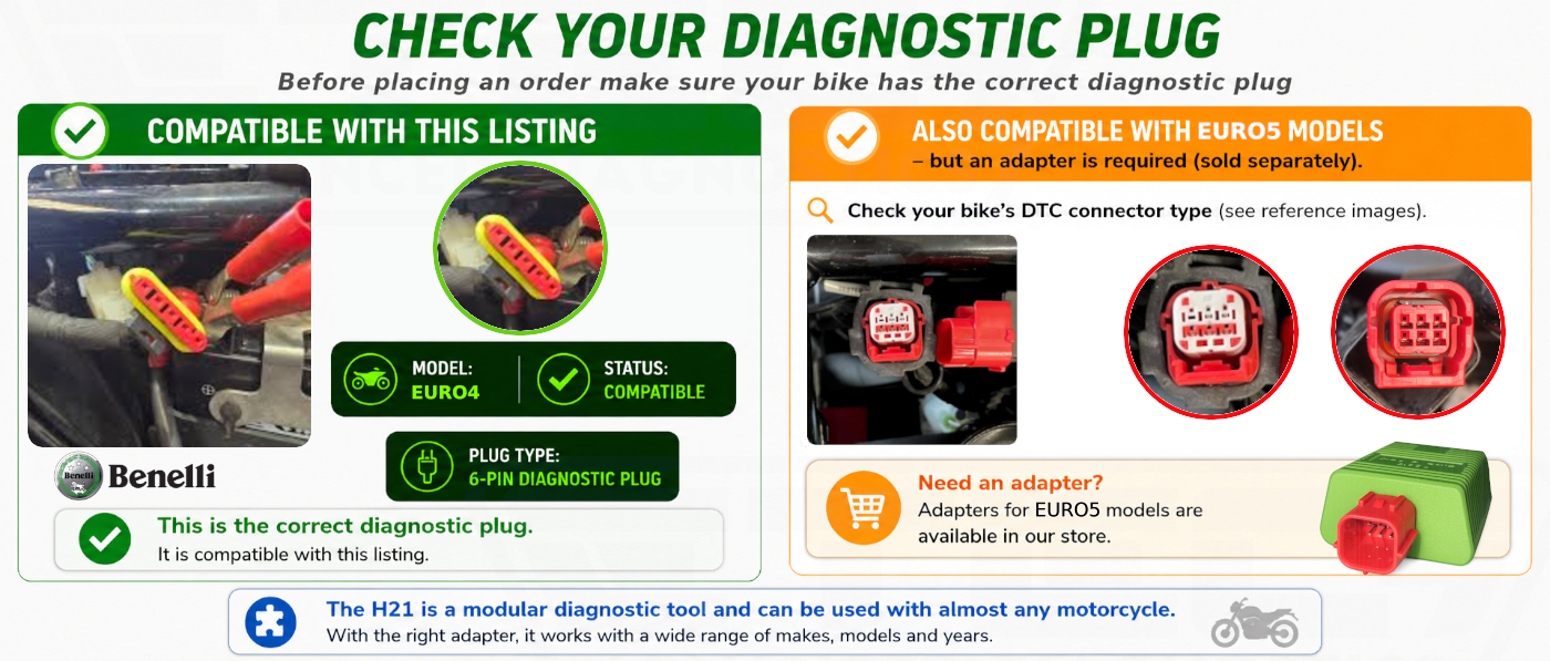 Benelli 6+6-Pin Diagnostic Adapter Cable