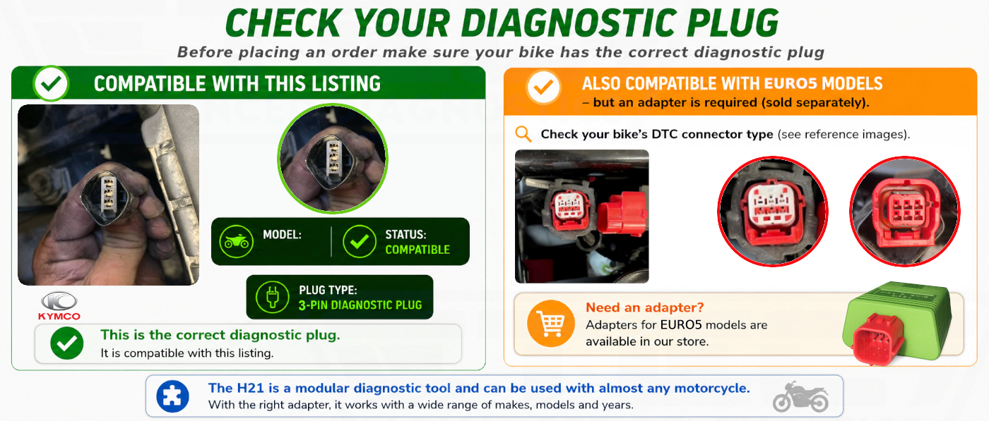 Kymco OBD2 3-Pin Diagnostic Adapter Cable