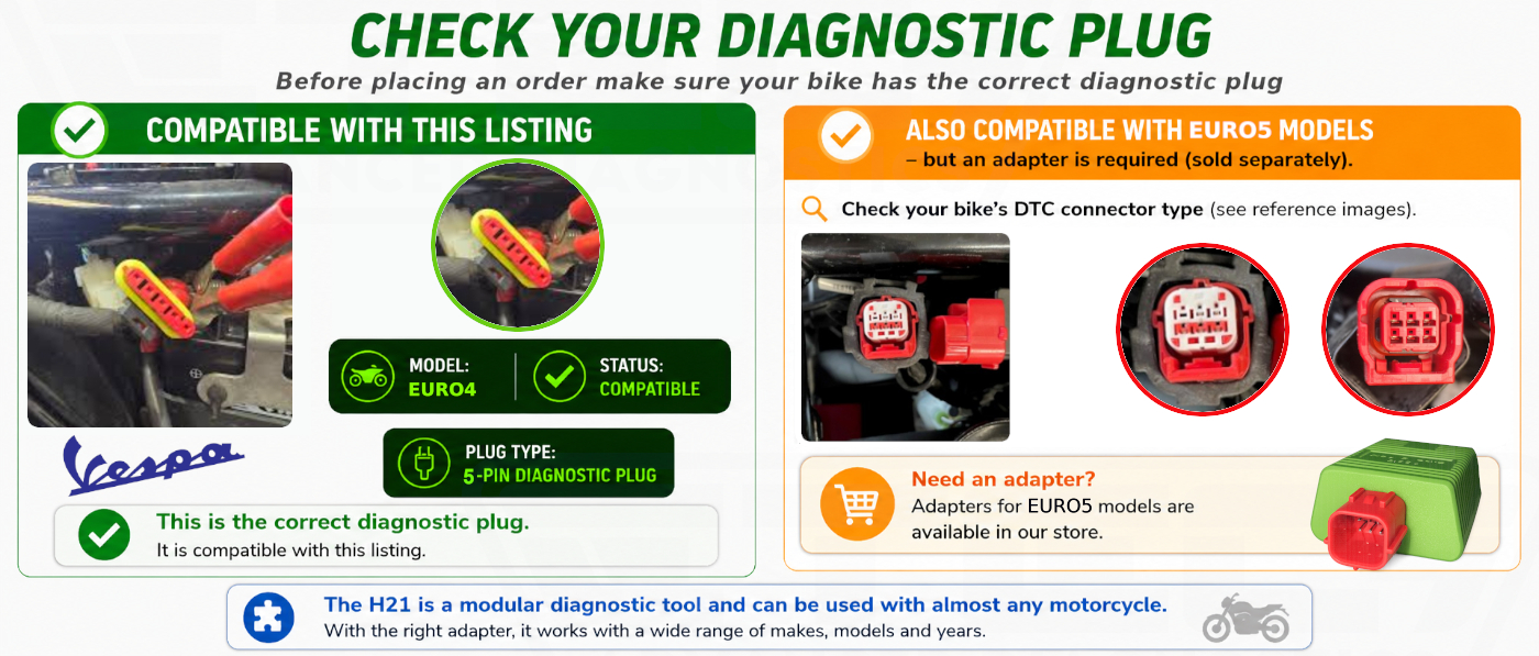 Vespa 5+5-pin Diagnostic Adapter Cable